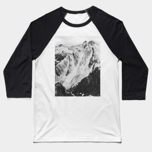 Black and White Shot of Snow-Covered Swiss Alps Baseball T-Shirt